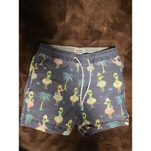 Party Pants Men's Retro Alien design Swim Trunks SZ(S) blue all over print